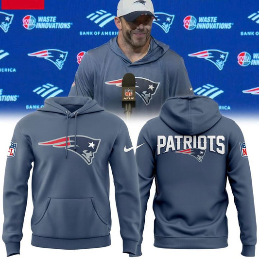 New England Patriots Club Logo Gray Hoodie