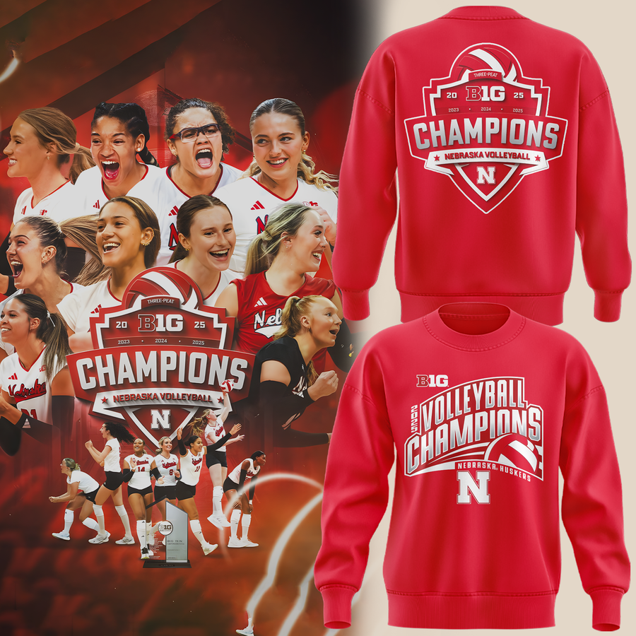Nebraska Volleyball 2025 BIG TEN CHAMPIONS Sweatshirt