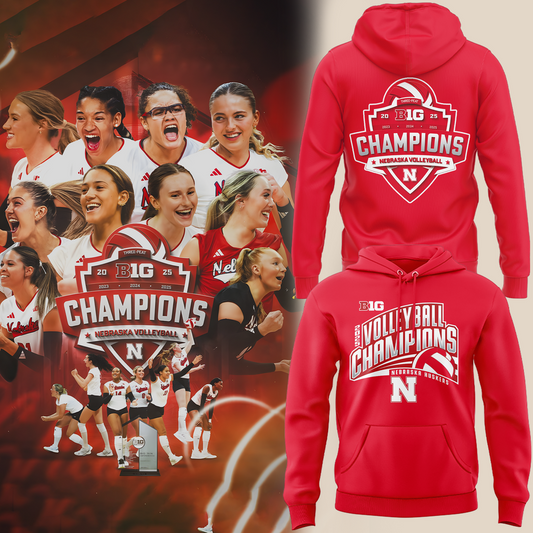 Nebraska Volleyball 2025 BIG TEN CHAMPIONS Hoodie