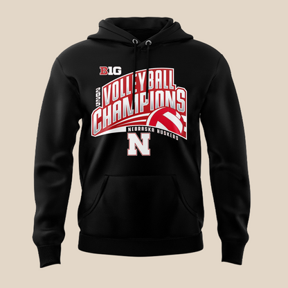 01.Nebraska Volleyball 2025 BIG TEN CHAMPIONS Hoodie