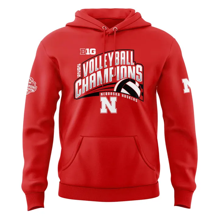 02.Nebraska Volleyball 2025 BIG TEN CHAMPIONS Hoodie