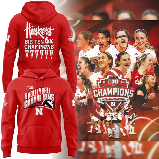 02.Nebraska Volleyball 2025 BIG TEN CHAMPIONS Hoodie