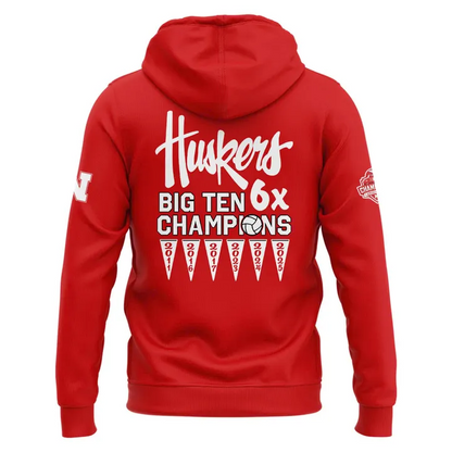 02.Nebraska Volleyball 2025 BIG TEN CHAMPIONS Hoodie