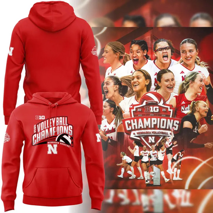 03.Nebraska Volleyball 2025 BIG TEN CHAMPIONS Hoodie
