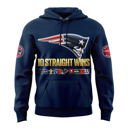 New England Patriots TEN wins in a row for the Pats Hoodie