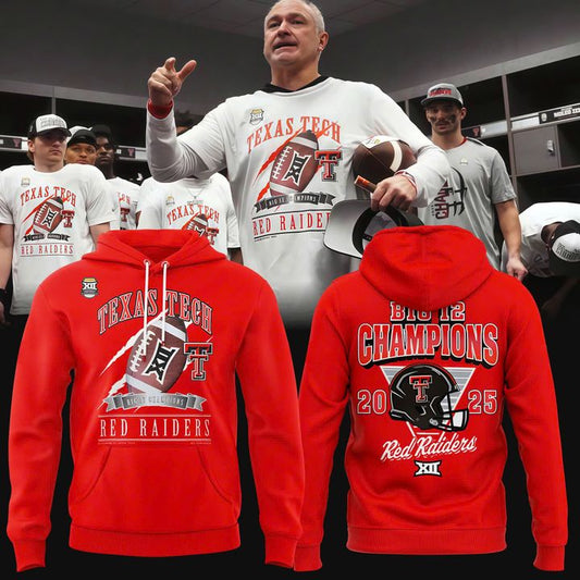 Texas Tech Red Raiders 2025 Big 12 Football Champions Red hoodie