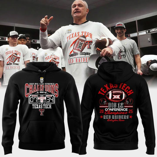 Texas Tech Red Raiders 2025 Big 12 Football Champions Score hoodie