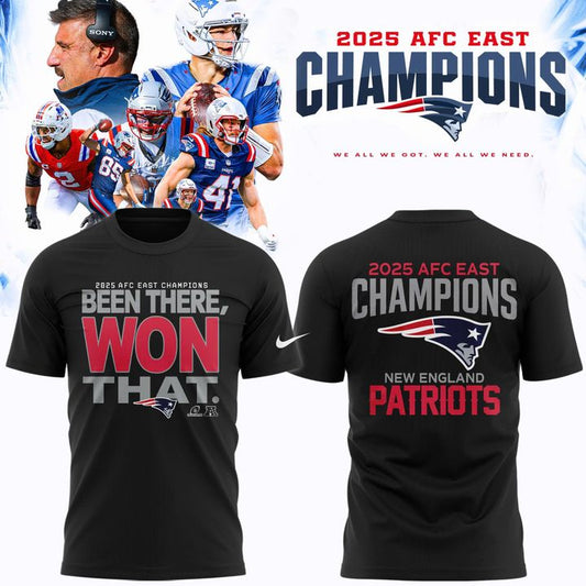 Official New England Patriots 2025 AFC East Division Champions "Been There Won That" T-Shirt - Black (Updated Version)