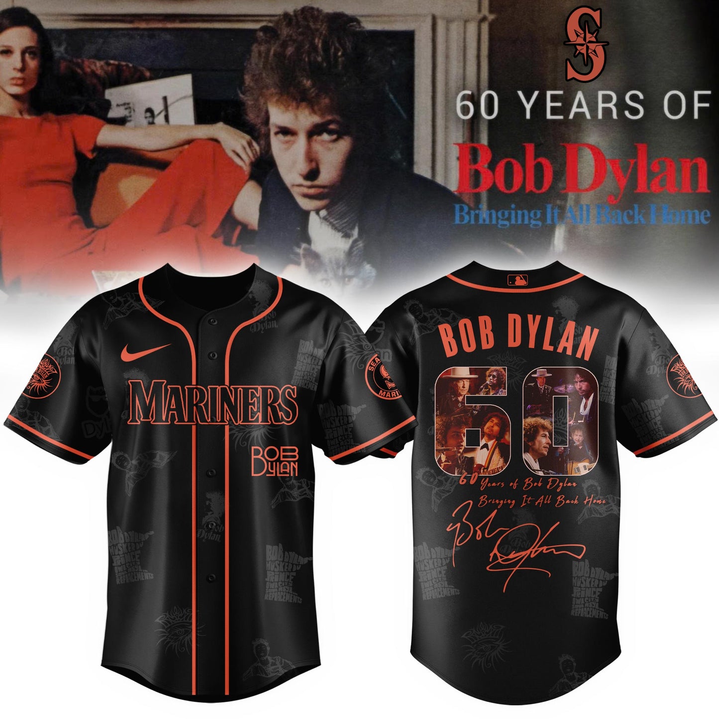 S Mariners x Bob Dylan 60th Bringing It All Back Home (1965–2025) Jersey Editions Limited +Selling Out Fast