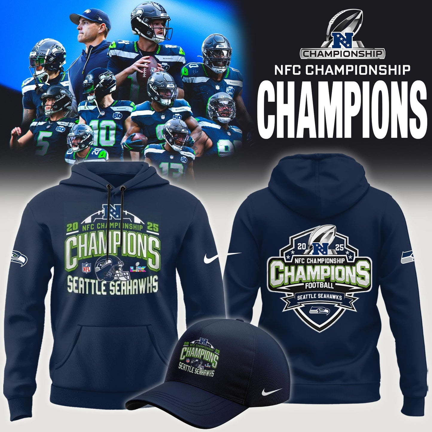 S.Seahawks 2025 NFC Conference Champions Limited Hoodie