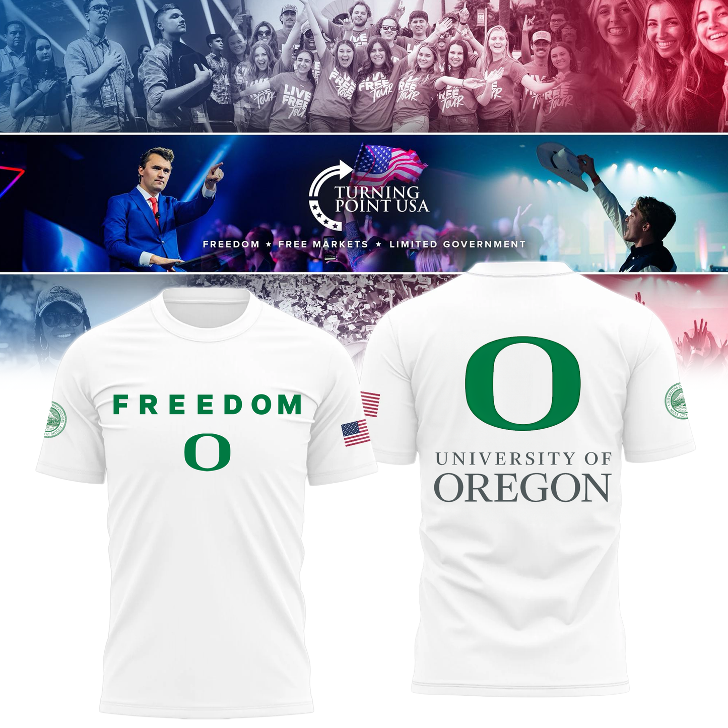 University of Oregon x Turning Point USA Tshirt