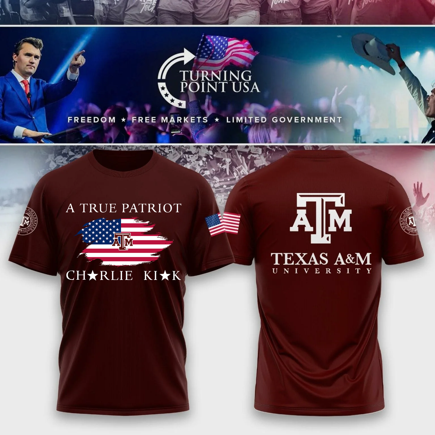 Texas A&M University x Turning Point USA Tshirt
