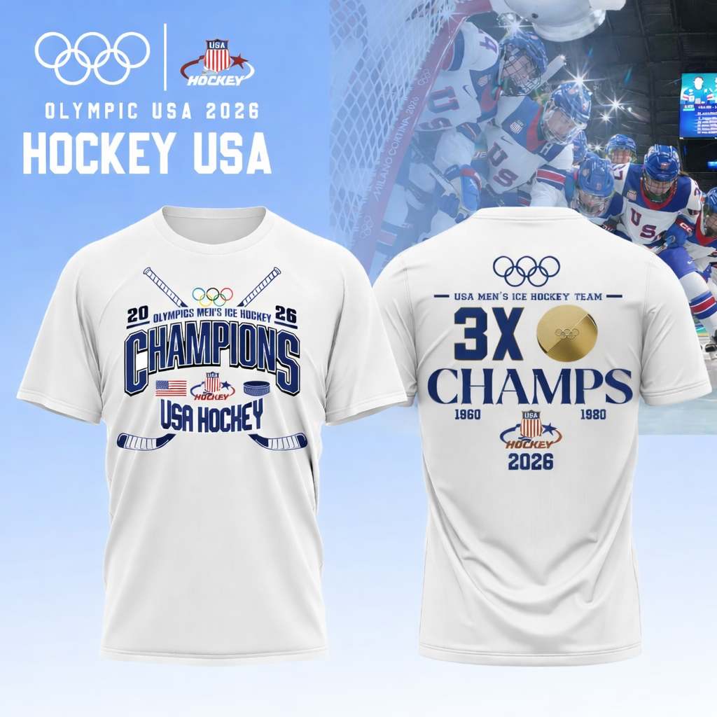 , Team USA 2026 Olympic Men’s Ice Hockey Champions Tshirt Limited Edition White