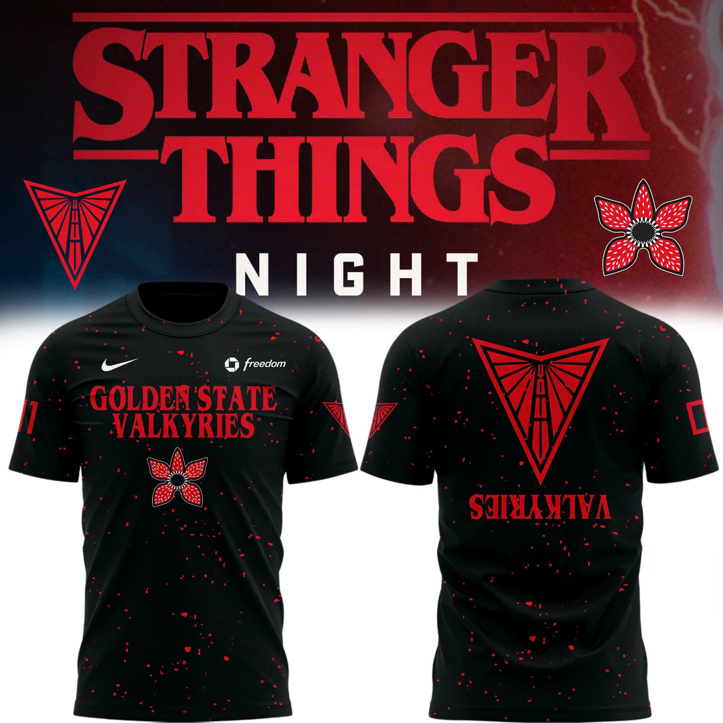 Golden State Valkyries Stranger Things Rebel Swingman Limited Edition Black Tshirt