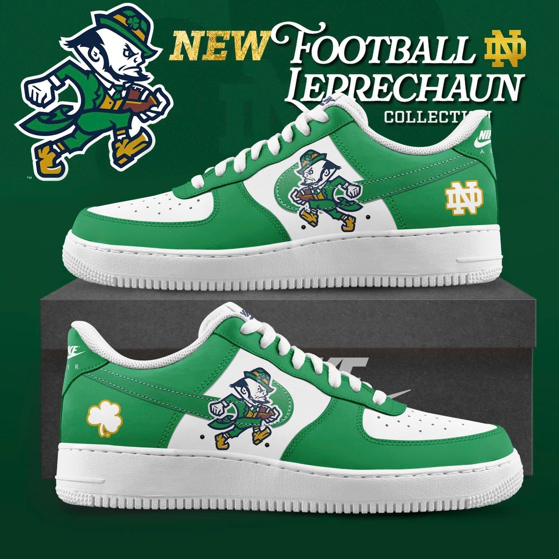 Notre Dame Fighting Irish Football Leprechaun Limited Edition AF1 Sneaker