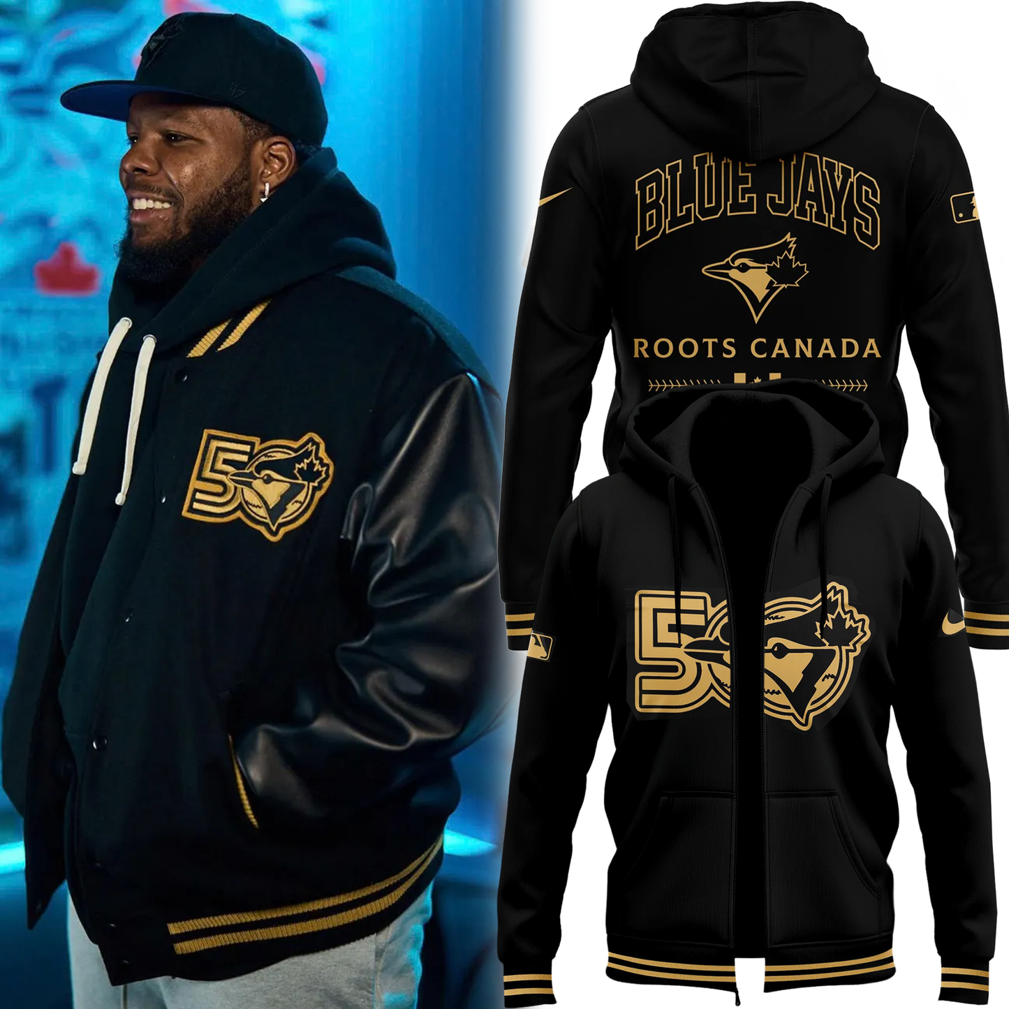 Men's Toronto Blue Jays Black 50th Anniversary Special Zip Hoodie