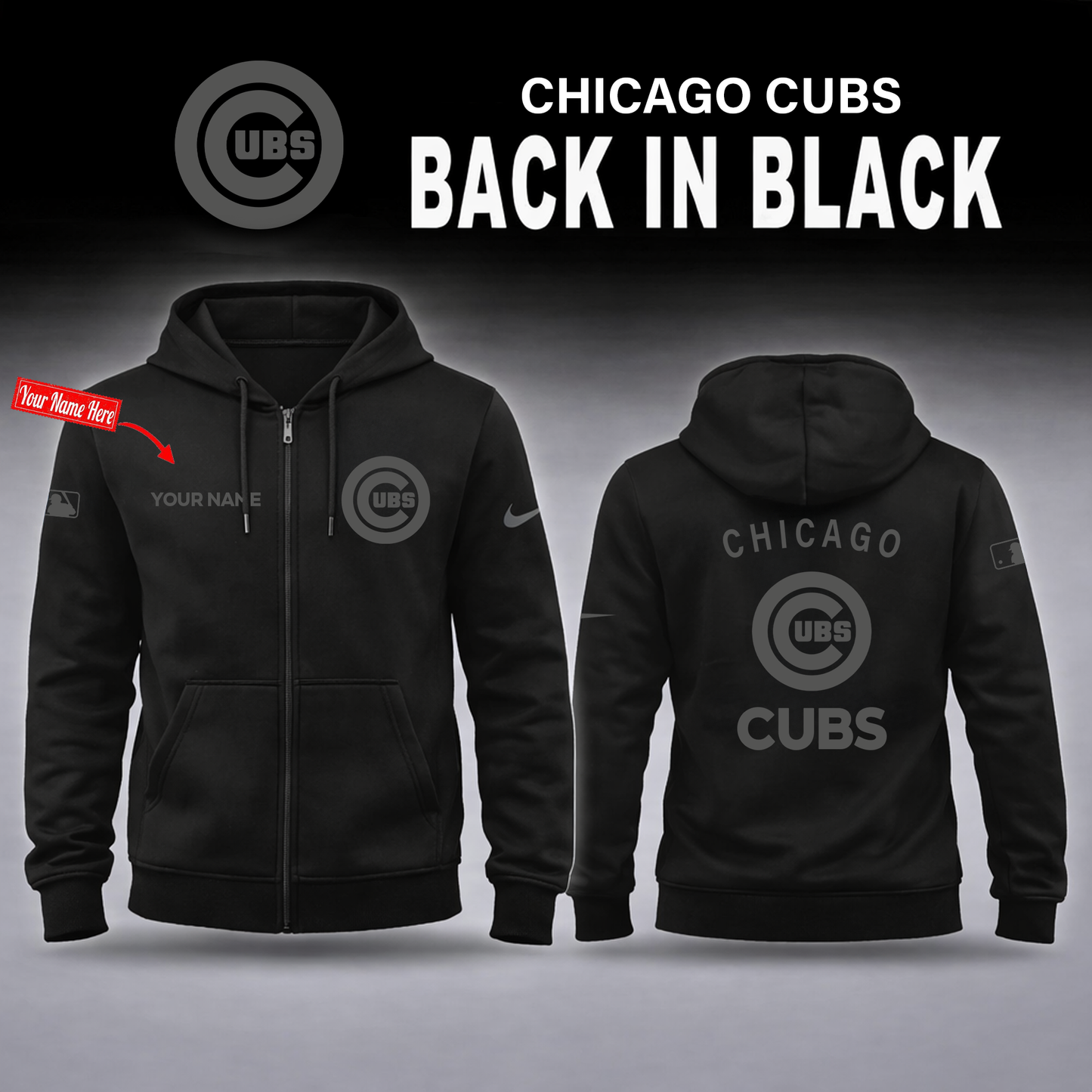 Chicago Cubs 2026 Back In Black Limited Edition ZIP Hoodie